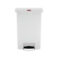 Rubbermaid Slim Jim Pedal Bin Step On Resin 90 Litres White 1883561