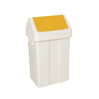 Plastic Swing Top Bin 50 Litre White with Yellow Lid 330353