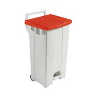 Grey 90 Litre Plastic Pedal Bin with Red Lid 357004