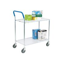 Metallic Grey and White Zinc Plated 2 Tier Service Trolley 375424