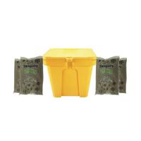 Heavy Duty Lockable Salt and Grit Bin Yellow 110L with Brown Rock Salt 395099