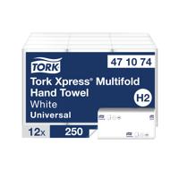 Tork Xpress Universal Multifold Hand Towel H2 1-Ply White 250 Sheets (Pack of 12) 471074