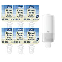 Tork Oil Grease Liquid Soap Pack of 6 + FOC Dispenser