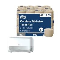 Tork Coreless Toilet Roll 2-Ply Natural (Pack of 36) + FOC Dispenser