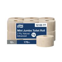 Tork Mini Jumbo 2-Ply Toilet Roll Advanced 170m Natural (Pack of 12) 120377