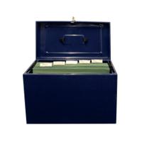 Cathedral Metal File Box Foolscap Home Office Blue HOBL