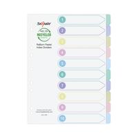 Snopake Reborn Ring Binder 10-Part Index Dividers A4 (Pack of 5) 15928