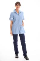Work in Style Female Nursing Tunic Sky with White Trim 30 Inch DVDTR/SKY/WHT/30