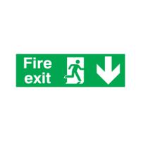 Safety Sign Fire Exit Running Man Arrow Down PVC 150x450mm FX04211R