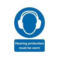 Safety Sign Hearing Protection Must be Worn A4 PVC MA01950R