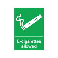 Signs and Labels E-Cigarettes Allowed Sign Rigid Plastic 297x210mm EL002A4RP