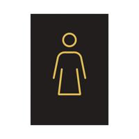 Female Toilet Sign Rigid Plastic 105x150mm Black/Gold Y6698802