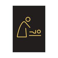 Baby Changing Sign Rigid Plastic 105x150mm Black/Gold Y6698805