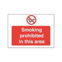 Safety Sign Smoking Prohibited in This Area 450x600mm PVC P35Z/R