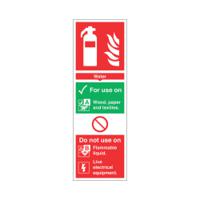 Safety Sign Fire Extinguisher Water For Use On PVC 300x100mm Rigid PVC F100/R