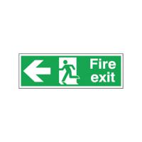 Safety Sign Fire Exit Running Man Arrow Left 150x450mm Self-Adhesive E97A/S