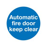 Safety Sign Automatic Fire Door 100x100mm Self-Adhesive (Pack of 5) KM73AS