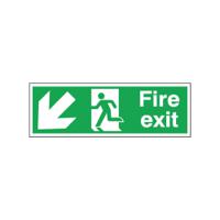 Safety Sign Fire Exit Running Man Arrow Down/Left Self-Adhesive 150x450mm E97S/S