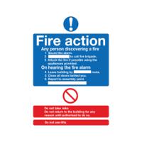 Safety Sign Fire Action Words A4 PVC FR03550R