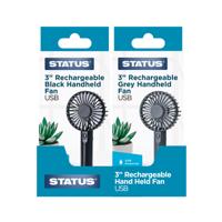 Status Recharge Handheld Fan 3In Black/Grey Pack of 10 MIXRHHFANSX10