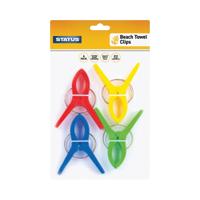 Status Multi Coloured Beach Towel Clip Assorted (Pack of 4) SCLIPBEACHTC