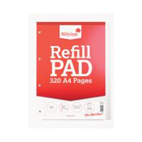 Silvine Refill Pad 320 Pages Ruled with Margin Perforated Punched 4 Holes A4 (Pack of 3) A4RPFM320