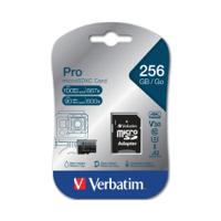 Verbatim Pro U3 Micro SDXC Memory Card 256GB with SD Adapter 47045