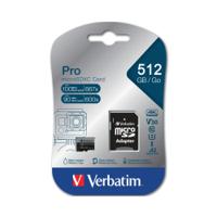 Verbatim Pro U3 Micro SDXC Memory Card 512GB with SD Adapter 47046