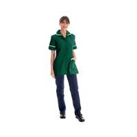 Work in Style Female Nursing Tunic Bottle Green with White Trim 30 Inch DVDTR/BOT/WHT/30