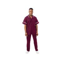 Work in Style PHILZ Male Healthcare Tunic Maroon with White Trim Size 52 inch PHILZMAROWHIT52