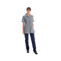 Work in Style Female Nursing Tunic Storm Grey with White Trim 46 Inch DVDTR/STO/WHT/46