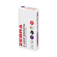Zebra Z-Grip Retractable Ballpoint Pen Violet Pack of 12 4901681030545