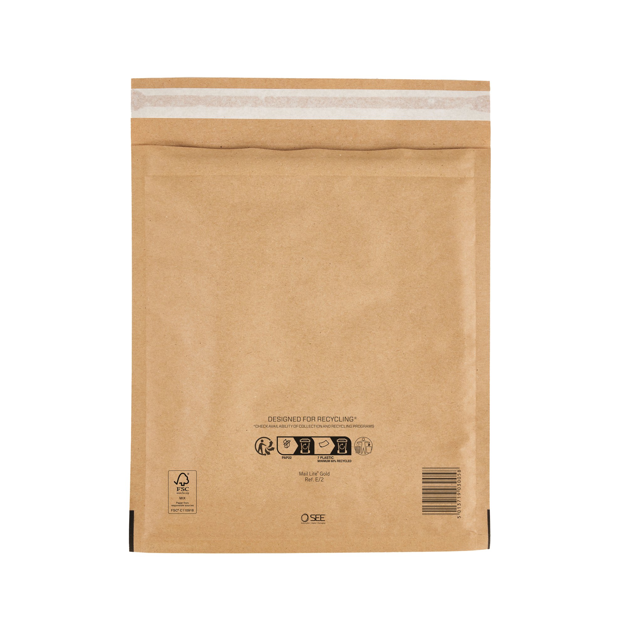 Sealed Air Bubble Lined Postal Bag Gold E2 220x260mm (Pack of 100) 103027404