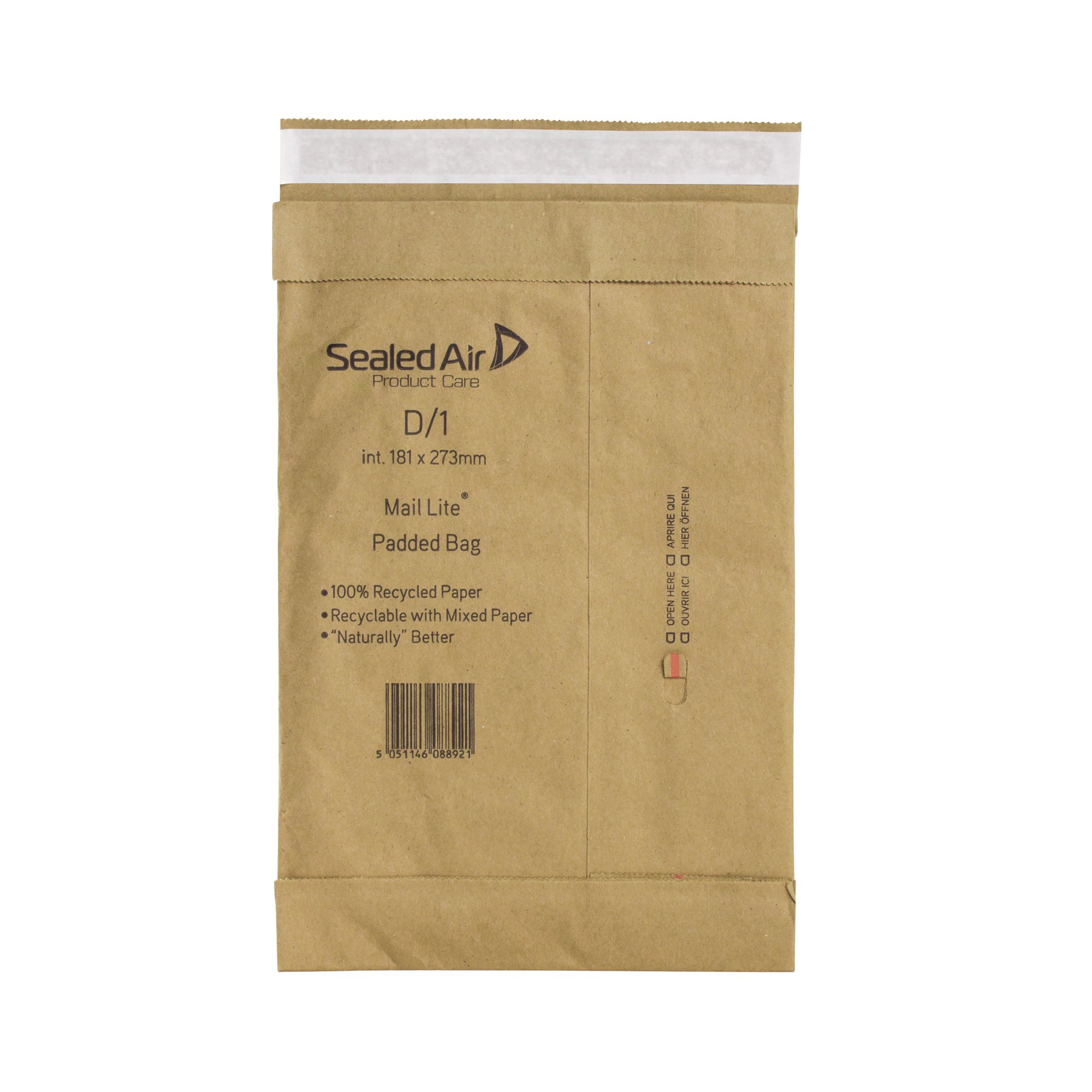 Sealed Air Padded Postal Bag D1 181x273mm Brown (Pack of 100) 100943477