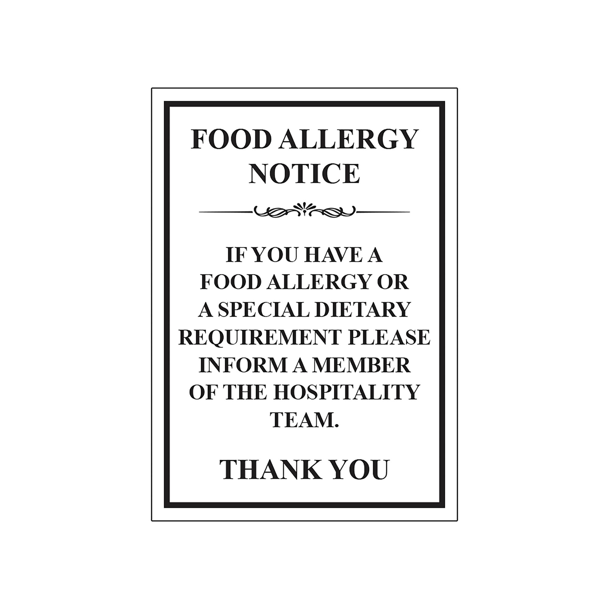MyCafe Food Allergy Sign Self Adhesive Vnl 148x210 MYC10702