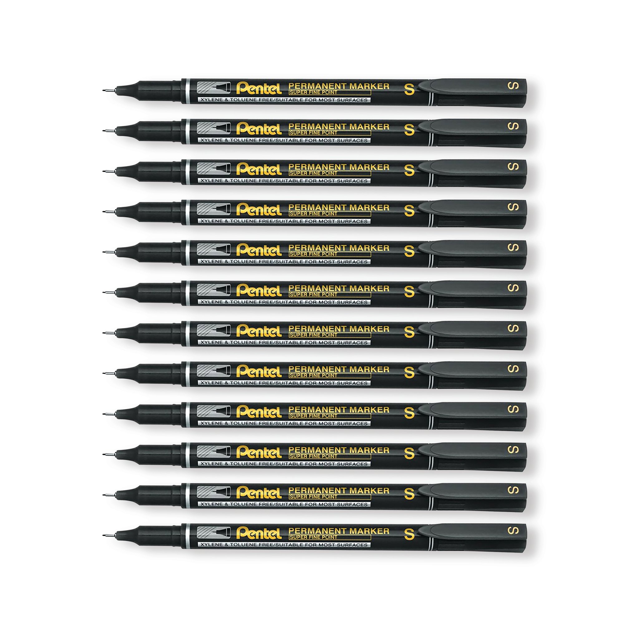 Pentel Permanent Marker Super Fine Point Black Pack of 12 NFS410-A