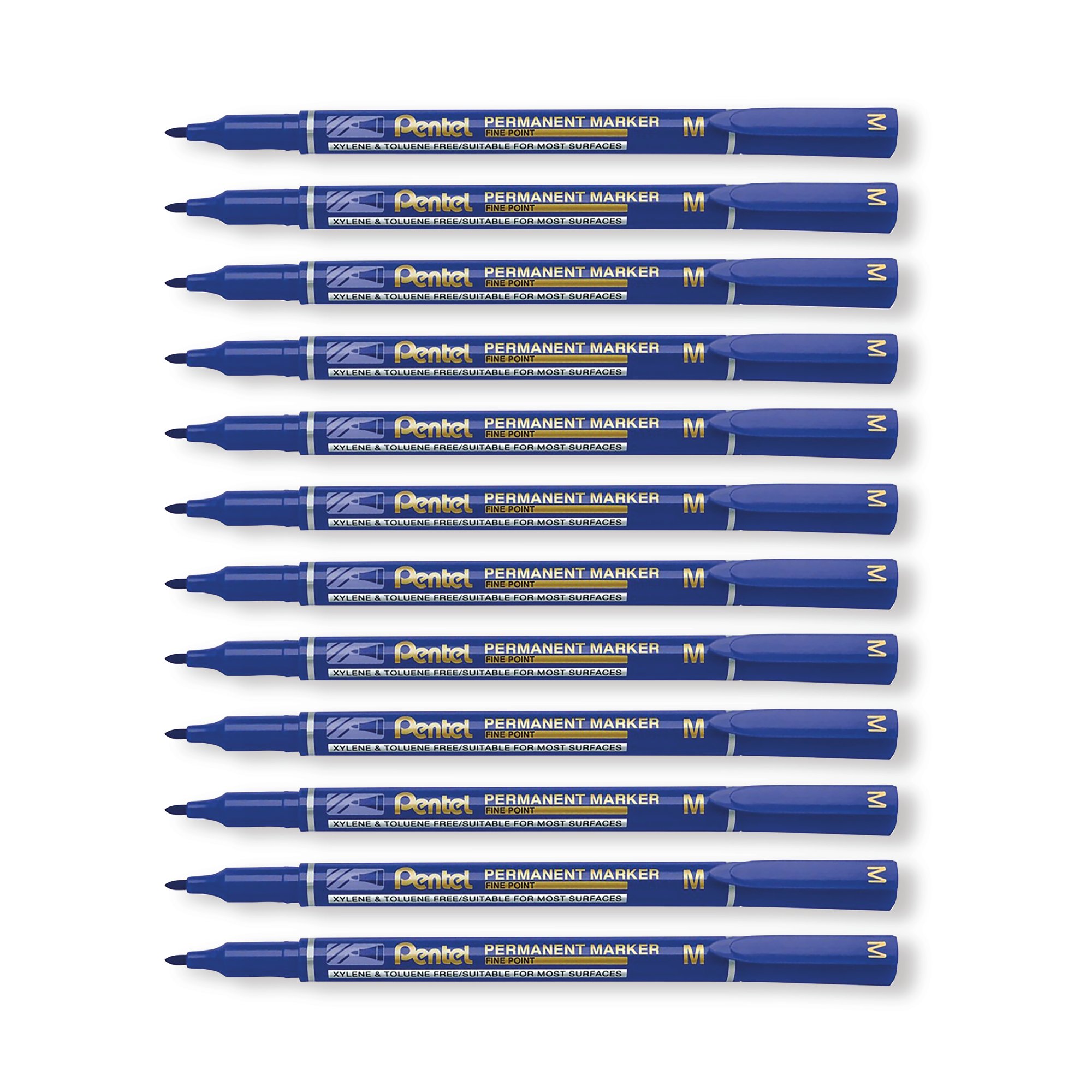 Pentel Permanent Marker Fine Point Blue Pack of 12 NM470-C