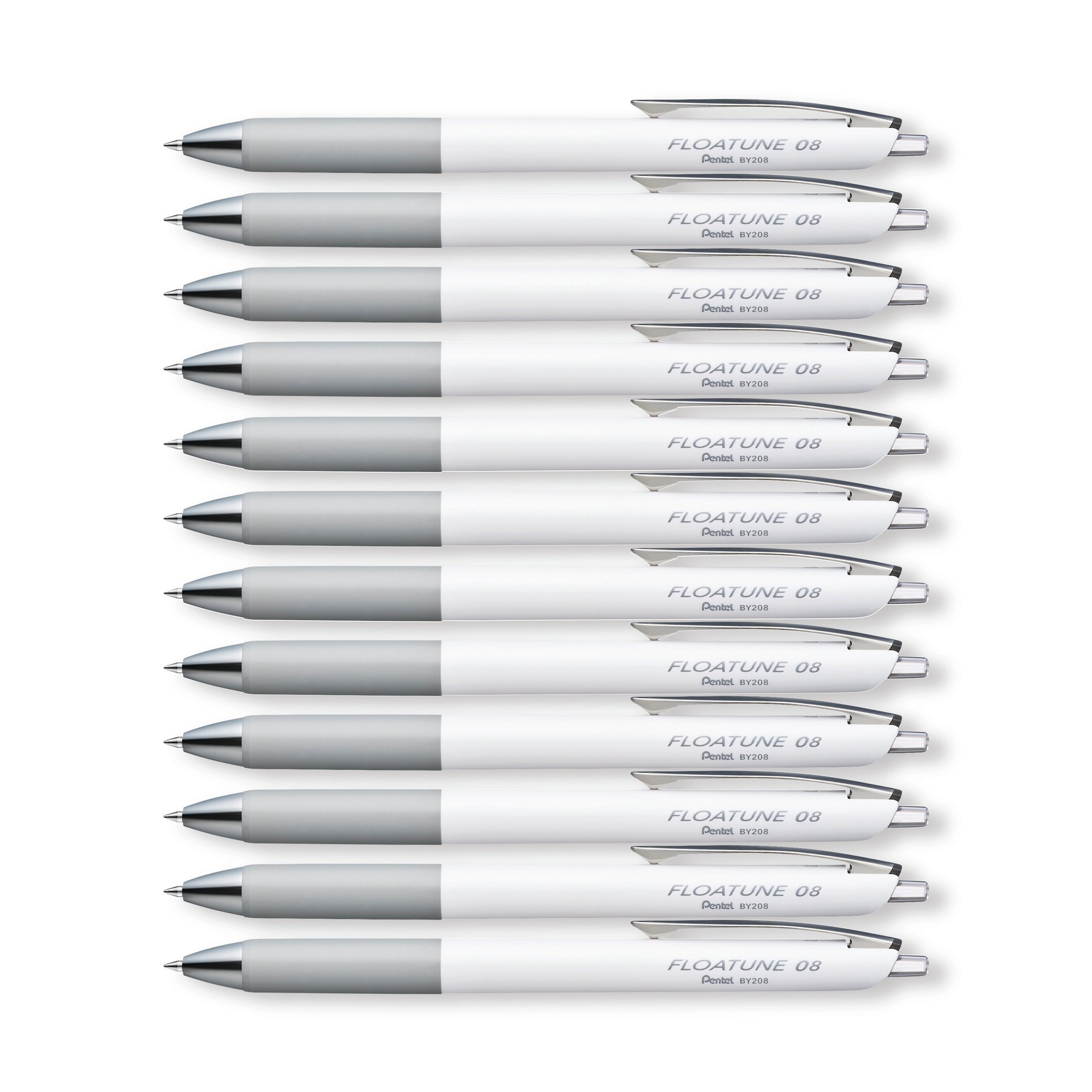 Pentel Floatune Retractable Rollerball 0.8mm Black Pack of 12 BY208-AX
