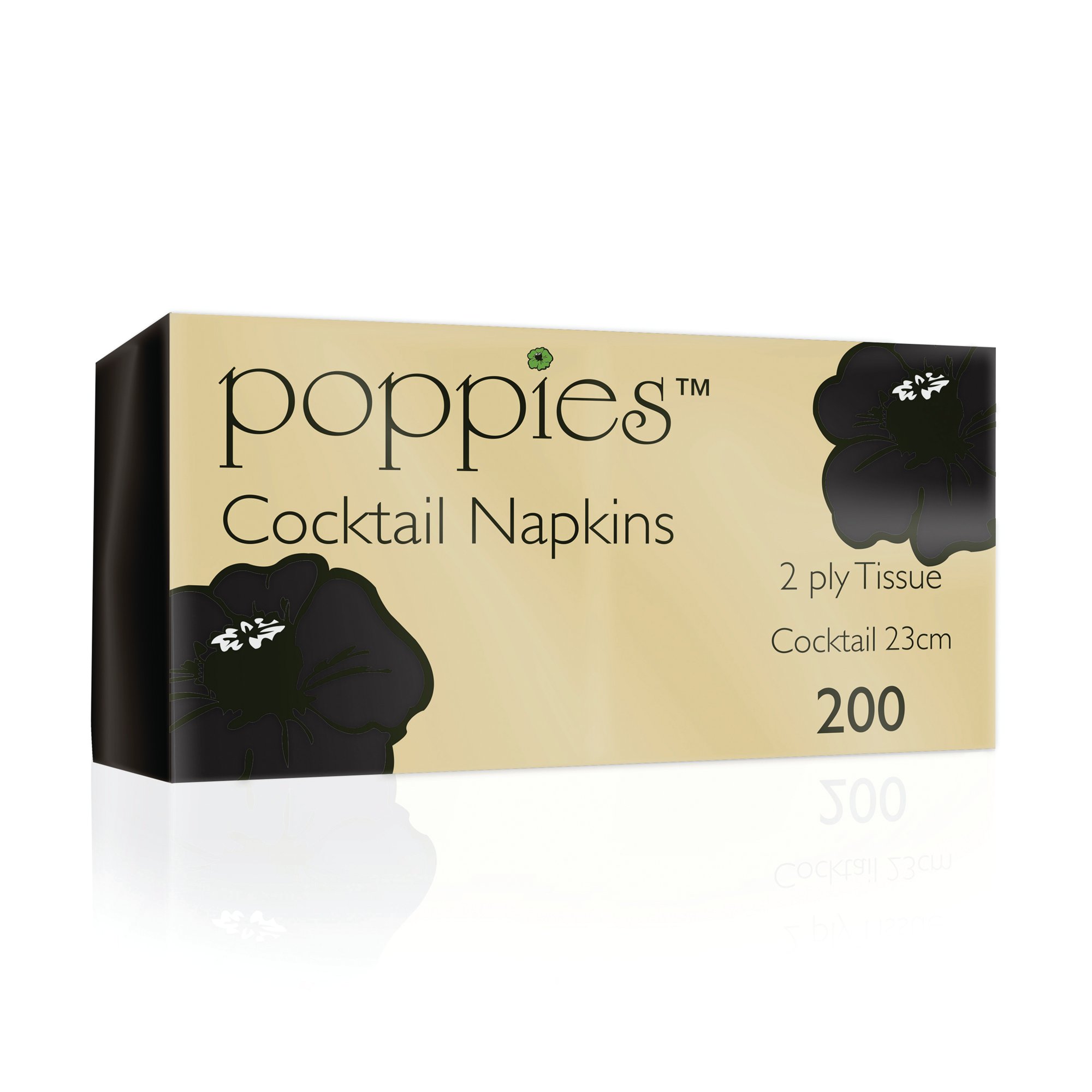 Poppies Cocktail Napkins Black (Pack of 4000) 2424BK