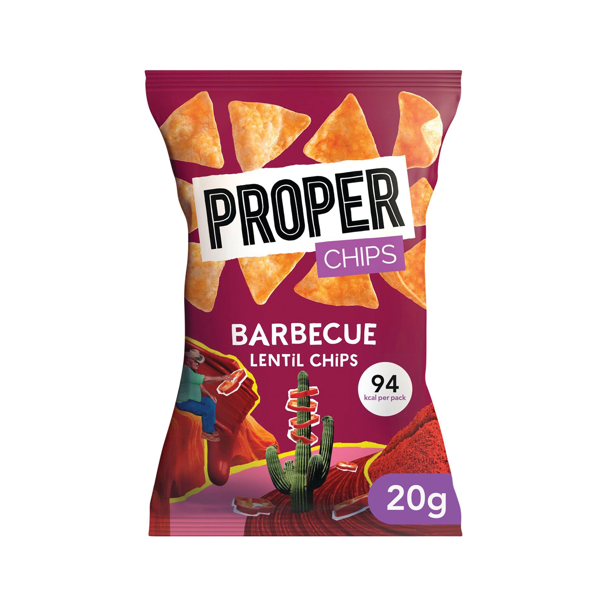 Proper Chips Lentil Chips Barbecue 20g (Pack of 24) 12296
