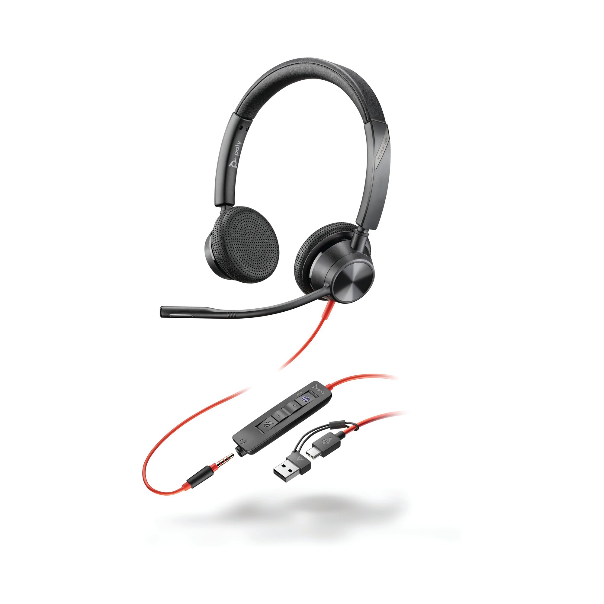 Poly Blackwire 3325 Stereo MS USB-C/A +3.5mm Headset 8X222AA