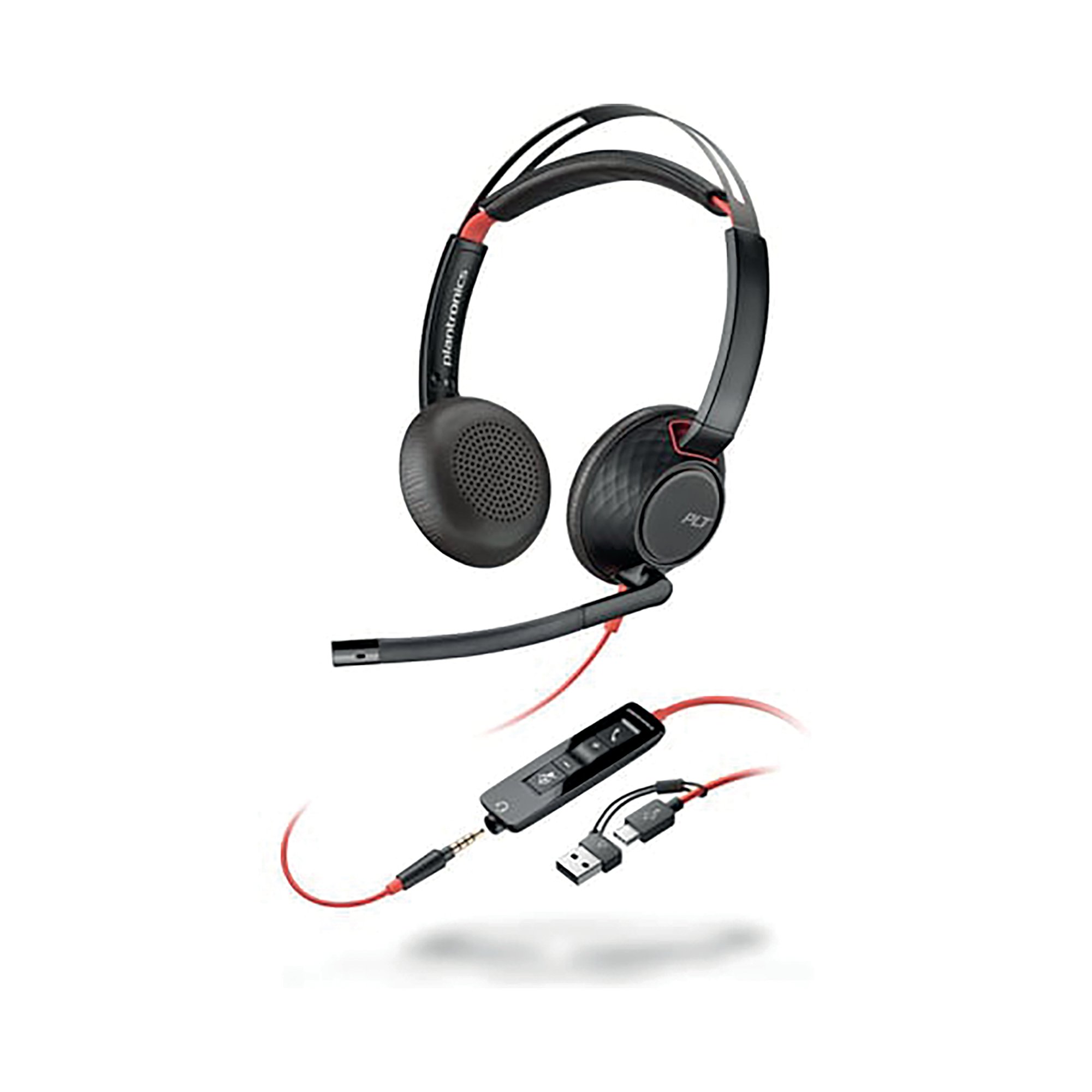 Poly Blackwire 5220 Stereo USB-C Headset +3.5mm Plug +USB-C/A Adapter Black 8X231AA