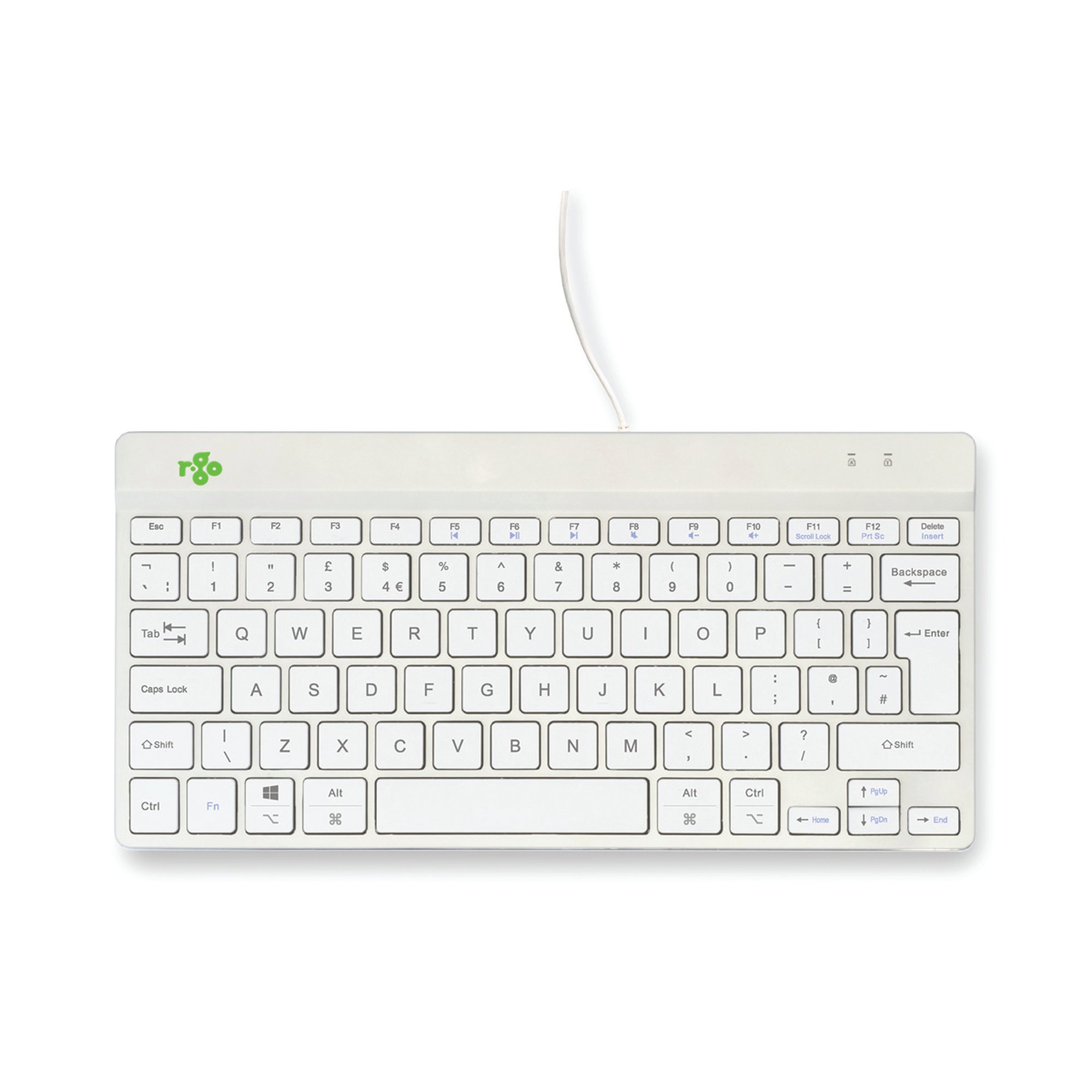 R-Go Compact Break Keyboard Wired White UK QWERTY RGOCOUKWDWH