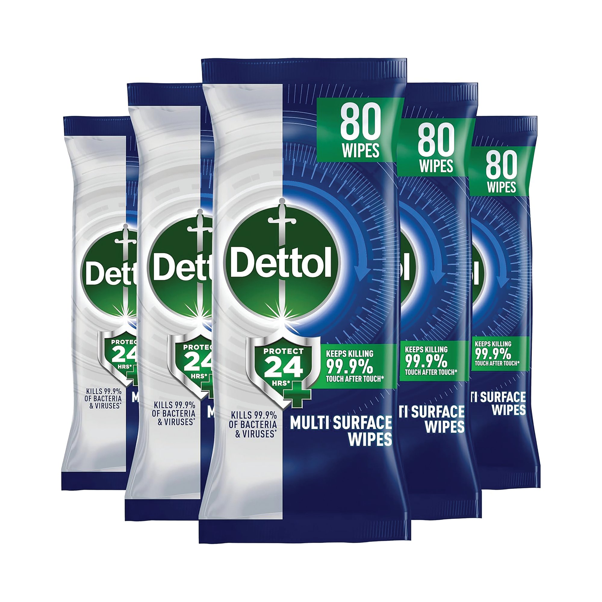Dettol Bio Wipes Fresh 80 wipes Pack of 5 GB-T0Z