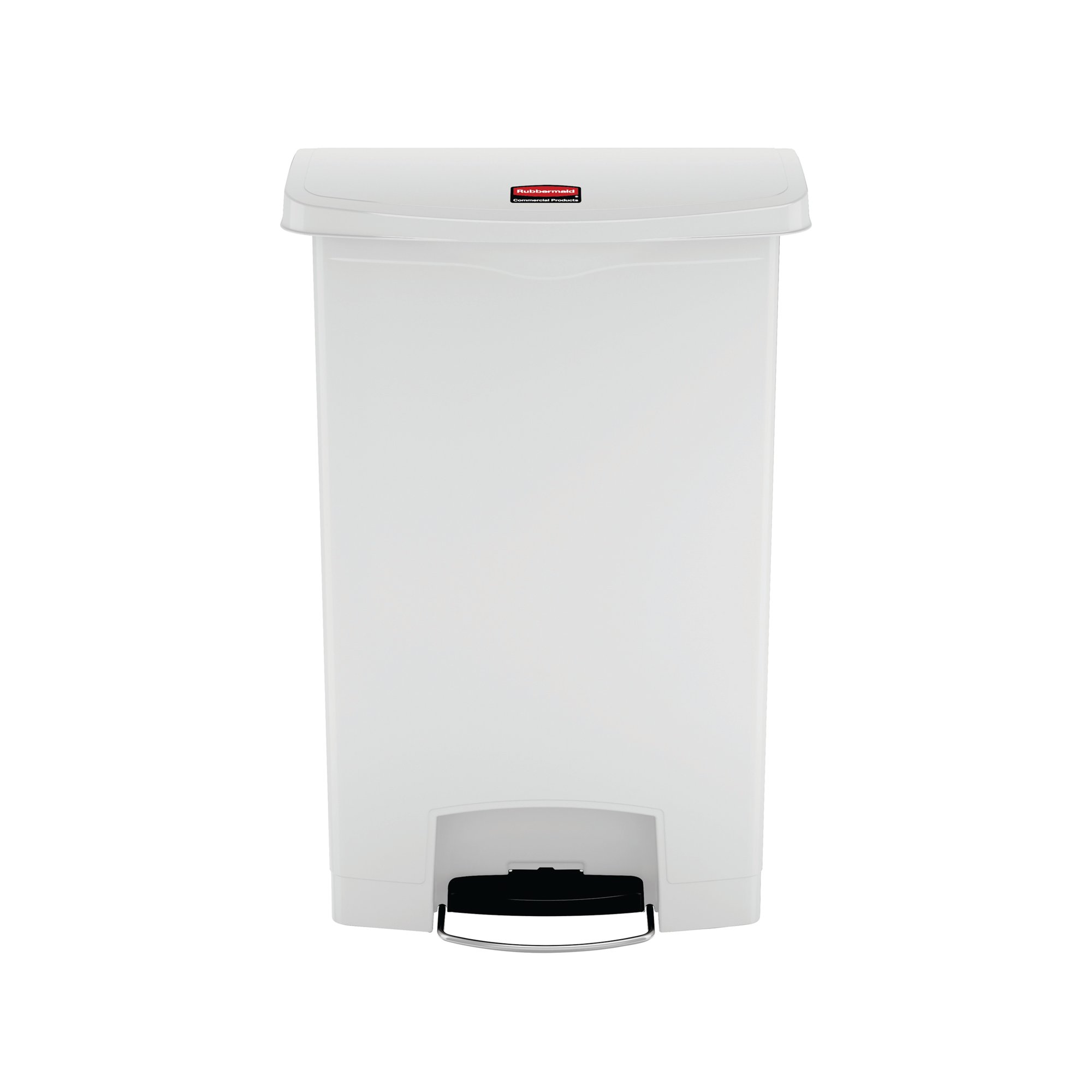Rubbermaid Slim Jim Pedal Bin Step On Resin 90 Litres White 1883561