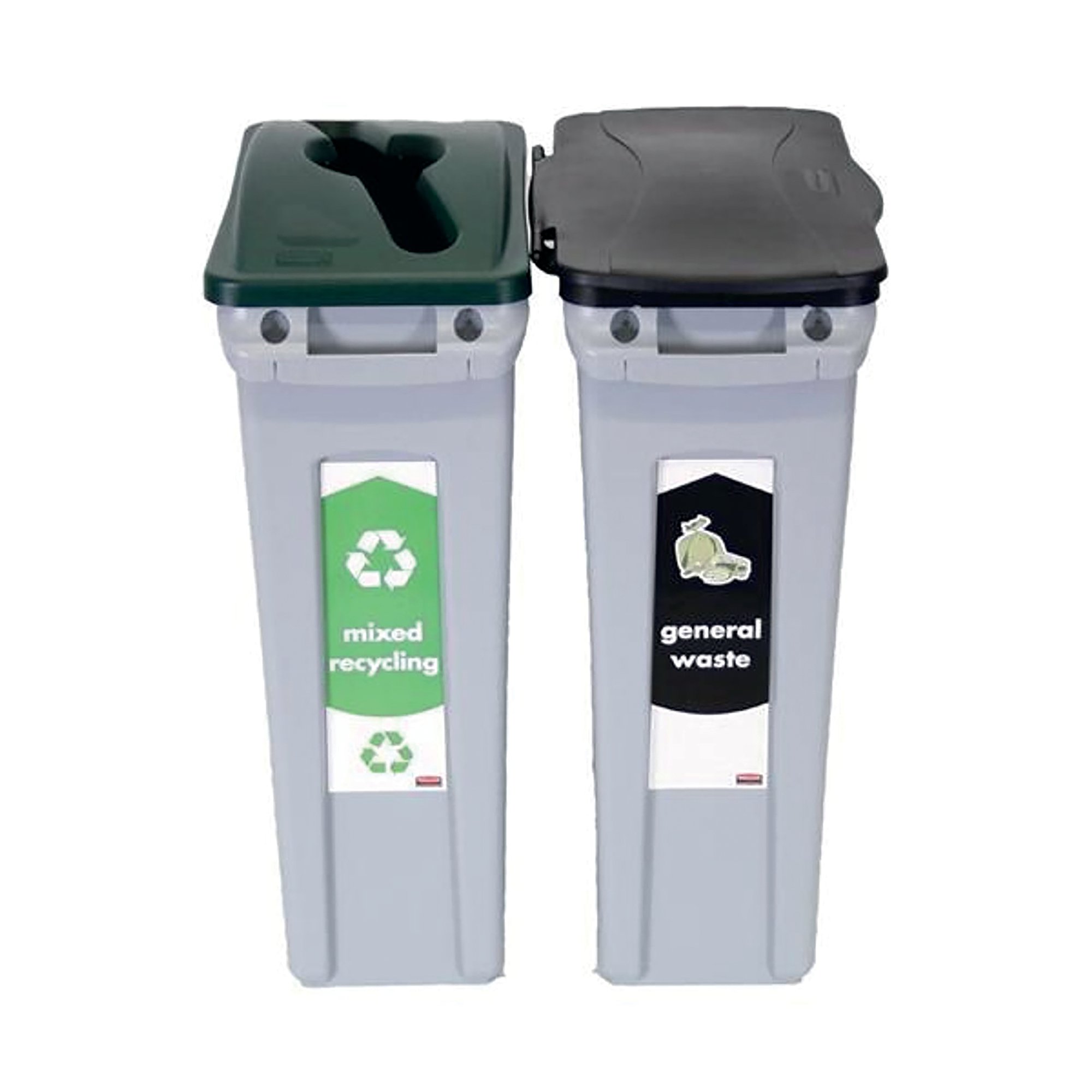 Rubbermaid Slim Jim 2-Stream Recycling Station General Waste/Mixed Recycling 2129601