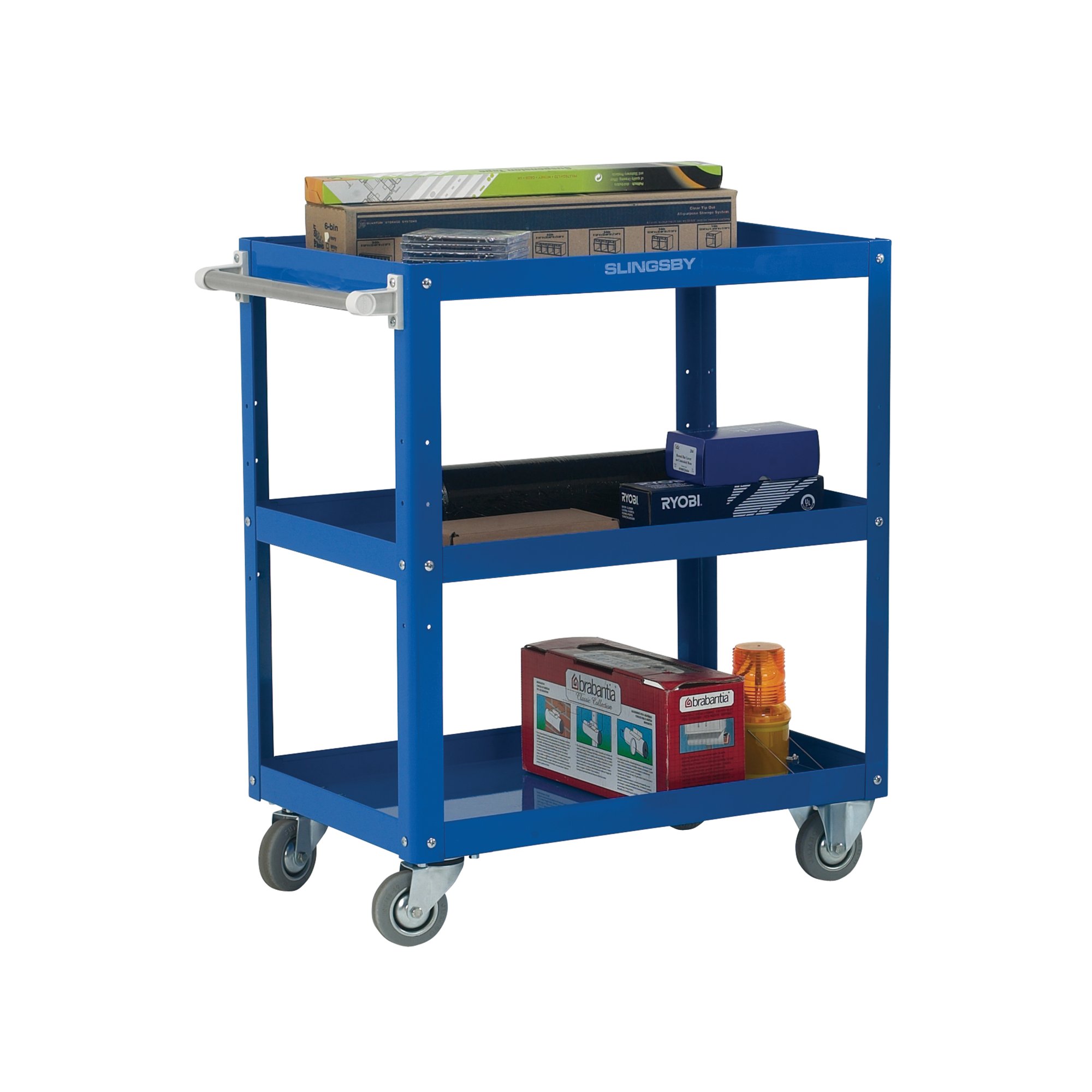 Works 3-Tier Trolley Blue L670xW400xH900mm 150kg Capacity 329944