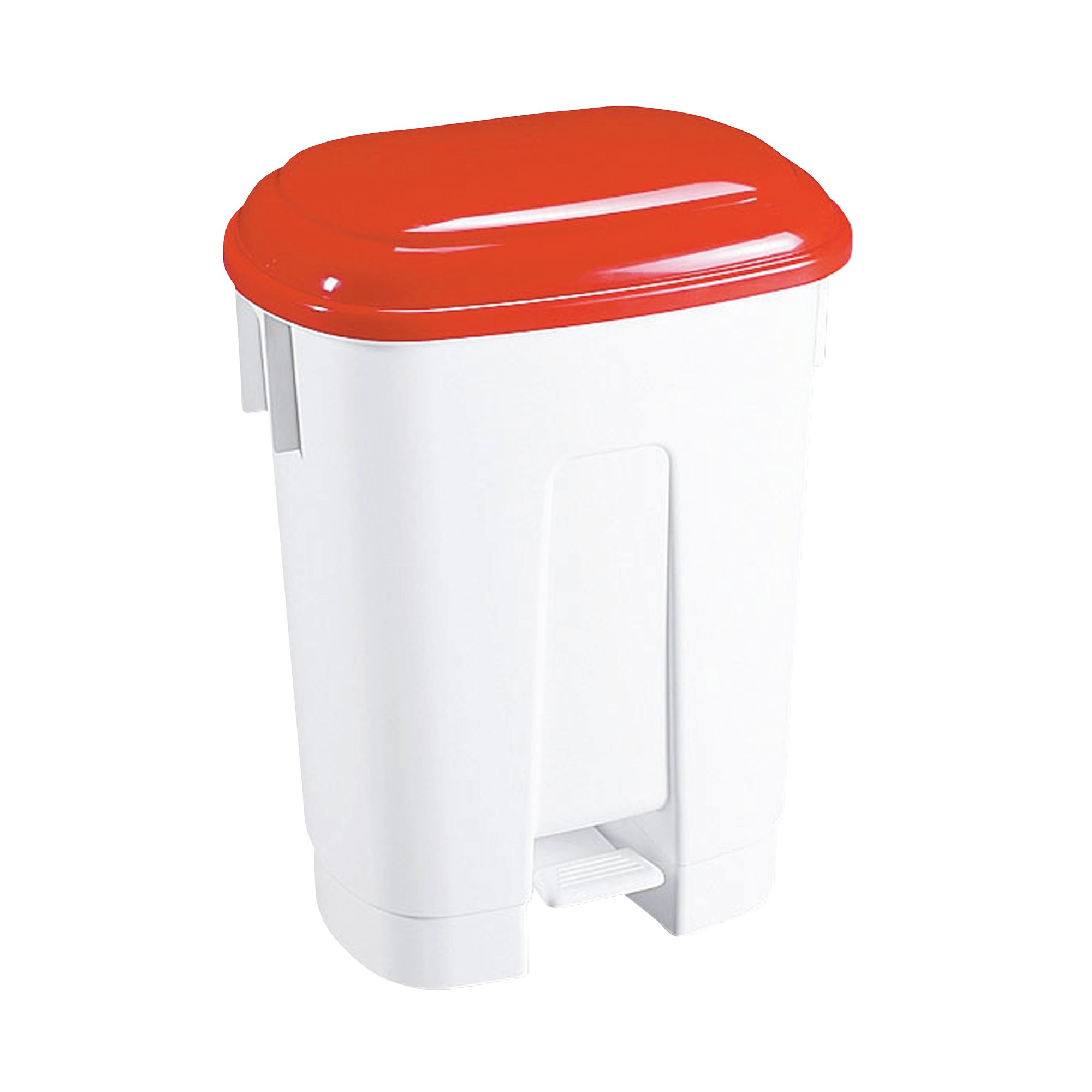 Derby Plastic Pedal Bin 30 Litre White/Red 470x360x510mm 348021