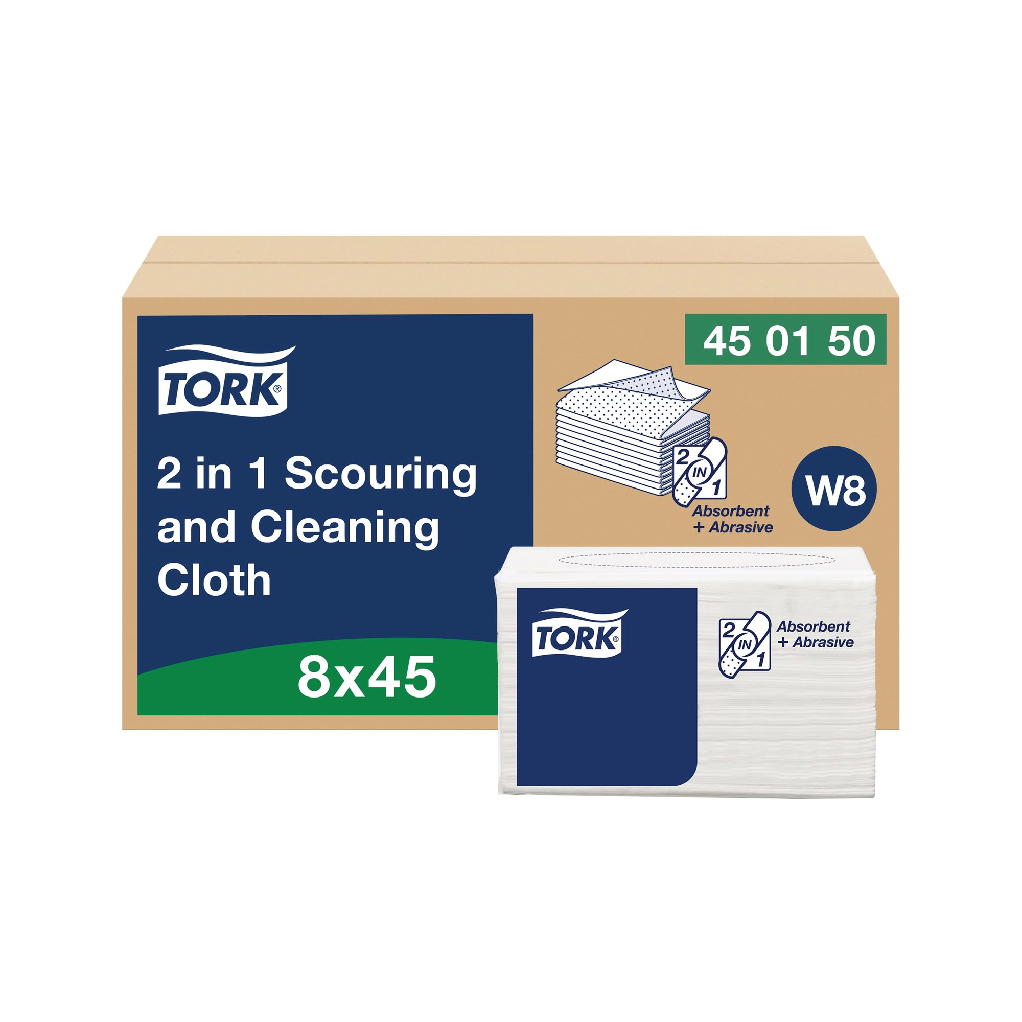 Tork 2 in 1 Scouring and Cleaning Cloth White 450150 (Pack of 360)