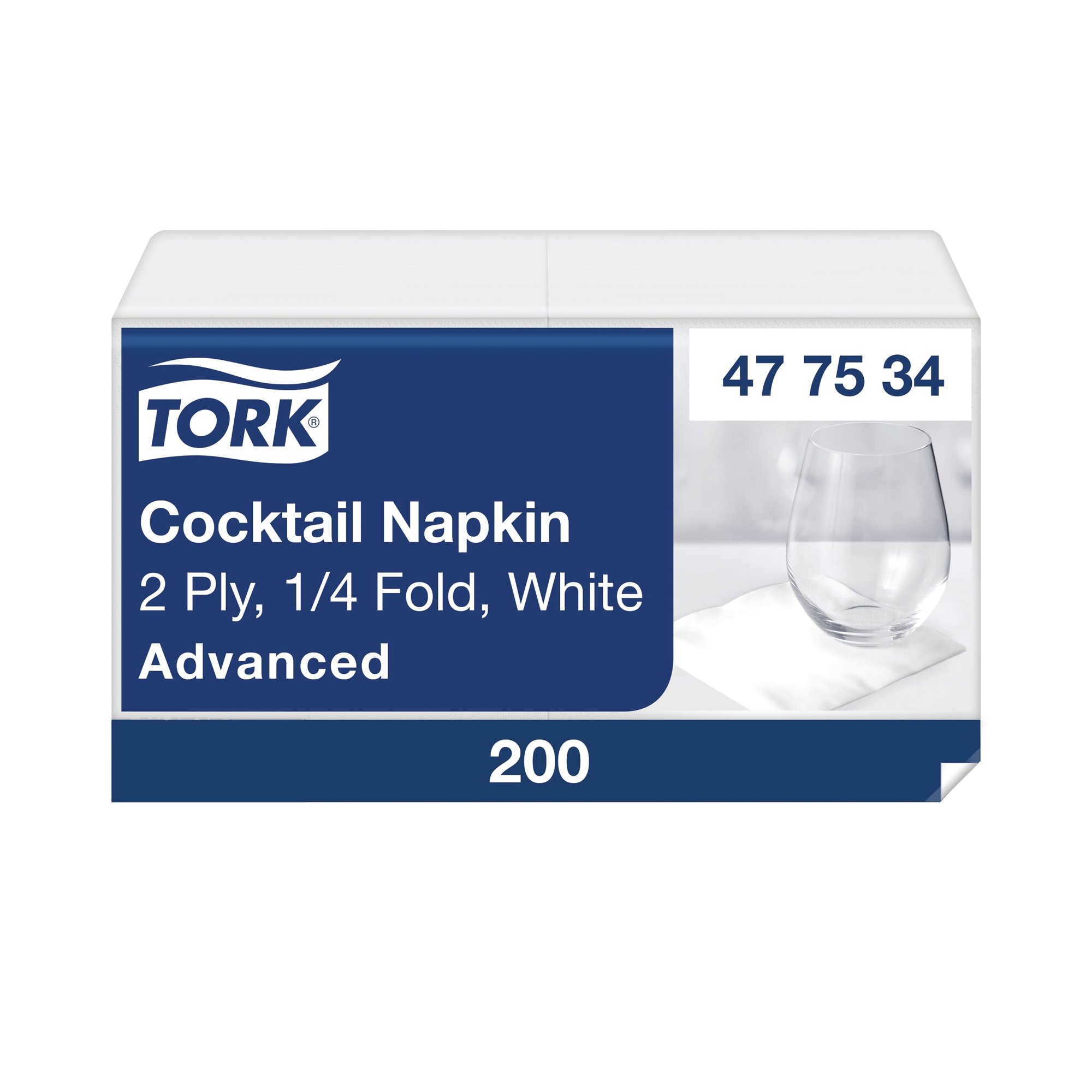 Tork Cocktail Napkins 2-Ply White (Pack of 200) 477534